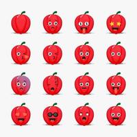 Set of cute bell pepper with emoticons vector