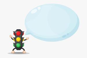 Cute traffic lights mascot with bubble speech vector