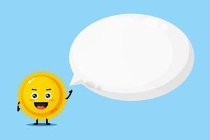 Cute sun mascot with bubble speech vector