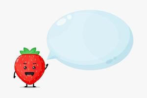 Cute strawberry mascot with bubble speech vector