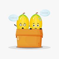 Cute star fruit mascot in the box vector