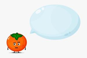 Cute persimmon mascot with bubble speech vector