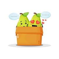 Cute pear mascot in the box vector