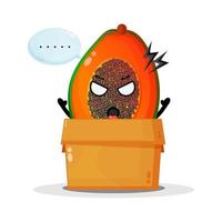 Cute papaya mascot in the box vector