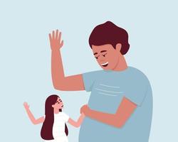 Dad and daughter play a game with their hands together vector