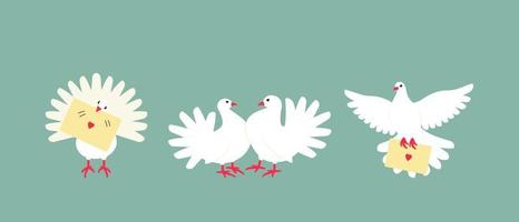 A set of white doves is a symbol of peace and family well-being vector