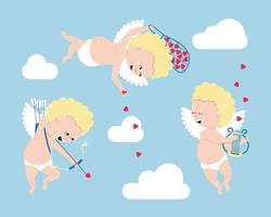 Set of cupids - symbols of valentine's day vector