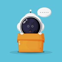 Cute astronaut mascot in box vector
