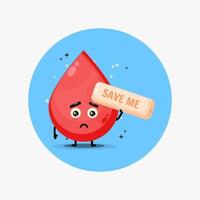 Cute blood mascot begs to be saved vector