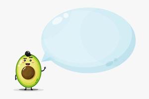 Cute avocado mascot with bubble speech vector