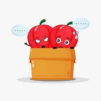 Cute bell pepper mascot in the box vector