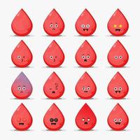 Cute blood with emoticons set vector