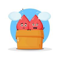 Cute blood mascot in the box. with a sad and happy expression vector