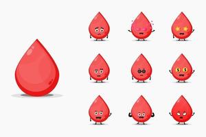 Cute blood mascot set vector