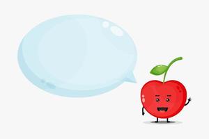 Cute cherry mascot with bubble speech vector