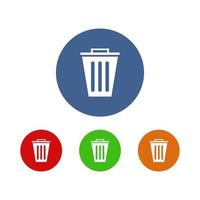 Set Of Trash Can On White Background vector