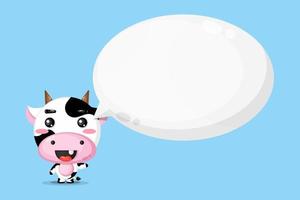 Cute cow mascot with bubble speech vector