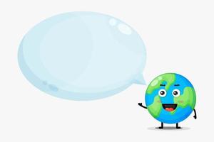 Cute earth mascot with bubble speech vector