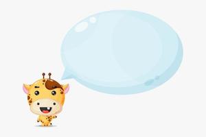 Cute Giraffe Mascot with bubble speech vector
