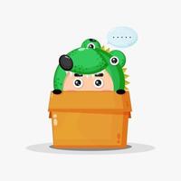 Cute crocodile mascot in the box vector