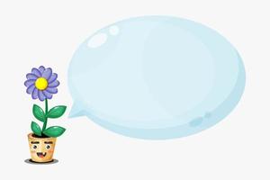 Cute Flowers Mascot with bubble speech vector