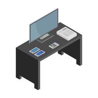 Isometric Desk On White Background vector