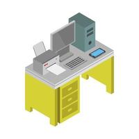 Isometric Desk On White Background vector