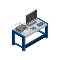 Isometric Desk On White Background vector