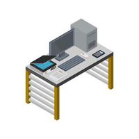 Isometric Desk On White Background vector