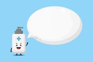 Cute hand sanitizer mascot with bubble speech vector