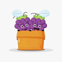 Cute grape mascot in the box vector