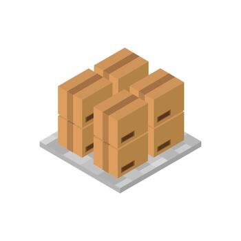 Set Of Table With Isometric Boxes On White Background vector