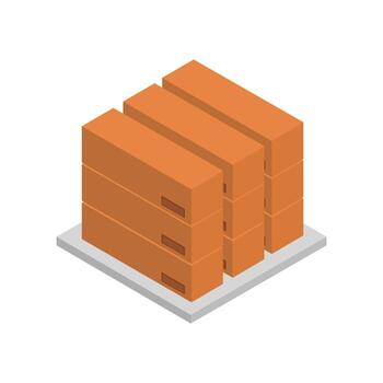 Set Of Table With Isometric Boxes On White Background vector