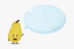 Cute jackfruit mascot with bubble speech vector