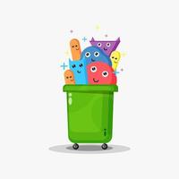 Cute doodle in the trash vector