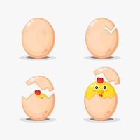 Cute chicken egg design set vector