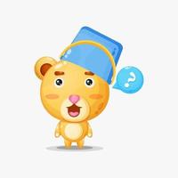 Cute bear mascot wearing a bucket helmet vector