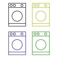 Set Of Washing Machine On White Background vector