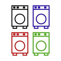 Set Of Washing Machine On White Background vector