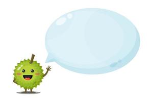 Cute character durian with bubble speech vector