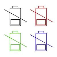 Low Battery Set On White Background vector