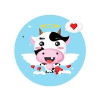Cute cow angel flying in the sky vector