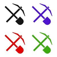 Set Of Pickaxe And Shovel On White Background vector