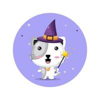 Cute cat become witches vector