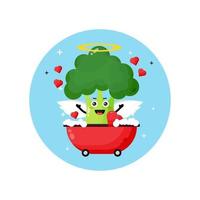 Cute angel broccoli soaking in a tub of love vector