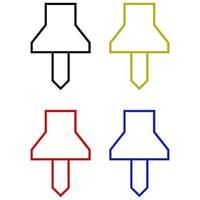 Set Of Drawing Push Pin On White Background vector