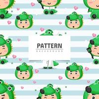 Cute crocodile seamless pattern background vector