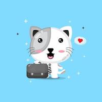 Cute cat go to work vector