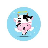 Cute angel cow in dubbing pose vector