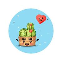 lindo cactus ama los globos vector